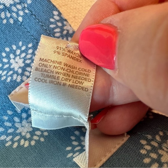 Ann Taylor - Teal-blue Floral A-Line Comfort Waist Mini Skirt, Size Small - Picture 5 of 8